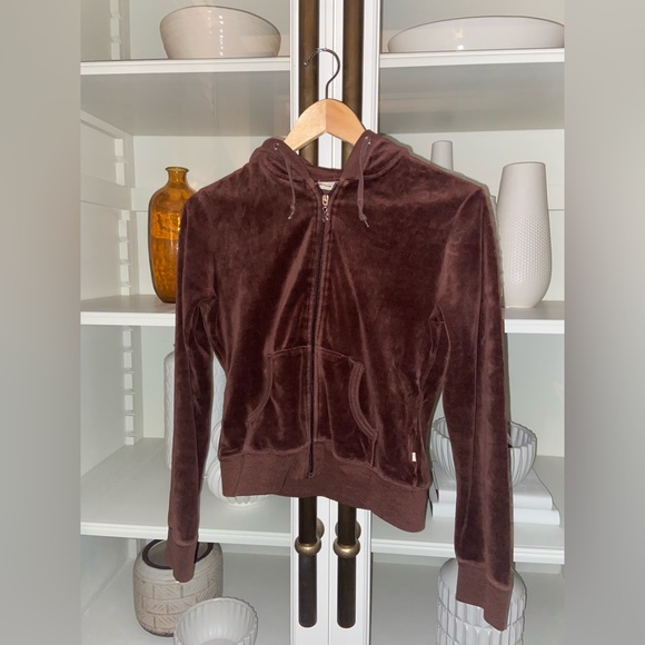 Brown swede zip up sweater, women’s size S - Picture 4 of 6